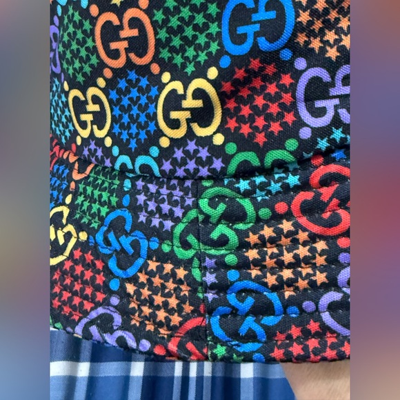 Gucci Multicolor GG Monogram Bucket Hat Rainbow Stars Made in Italy - Picture 7 of 11